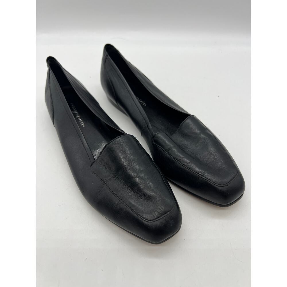 Easy Spirit Black Leather Loafers 6.5M Low Heel‎ Minimal Classic